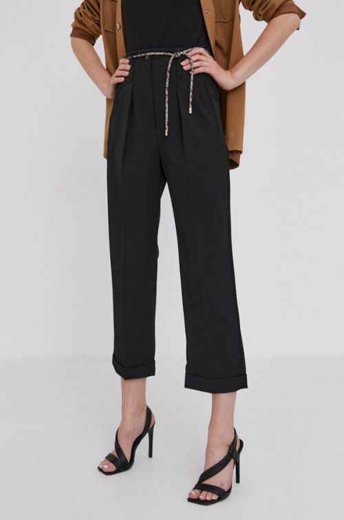 Nohavice Marella dámske, čierna farba, rovné, vysoký pás