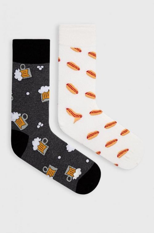 Ponožky John Frank (2-pack) pánske, biela farba