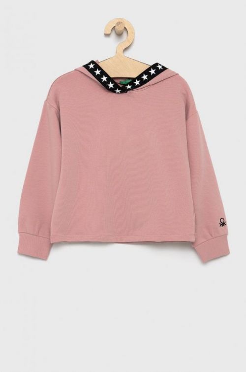 Detská mikina United Colors of Benetton ružová farba, s nášivkou