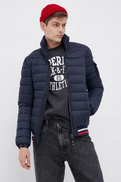 Bunda Superdry pánska, tmavomodrá farba, prechodná