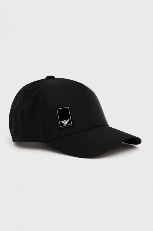 Čiapka Emporio Armani čierna farba, jednofarebná