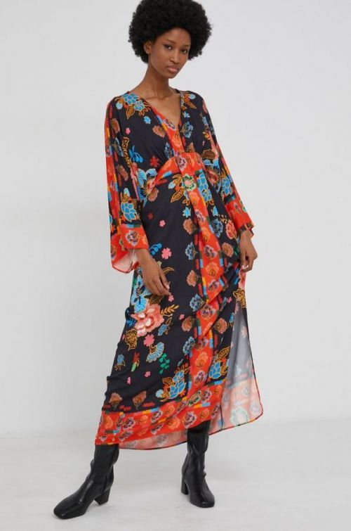 Šaty Answear Lab oranžová farba, maxi, áčkový strih