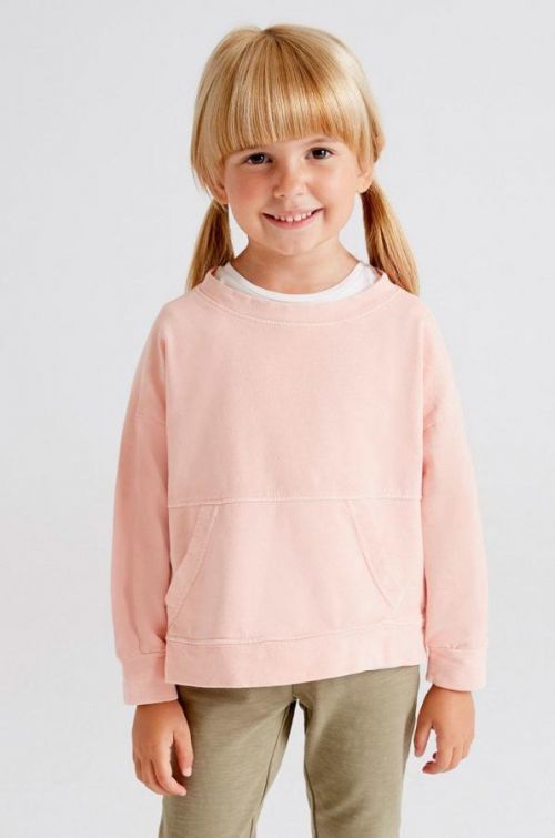 Detská bavlnená mikina Mayoral ružová farba, jednofarebná