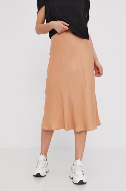 Sukňa Answear Lab béžová farba, midi, áčkový strih