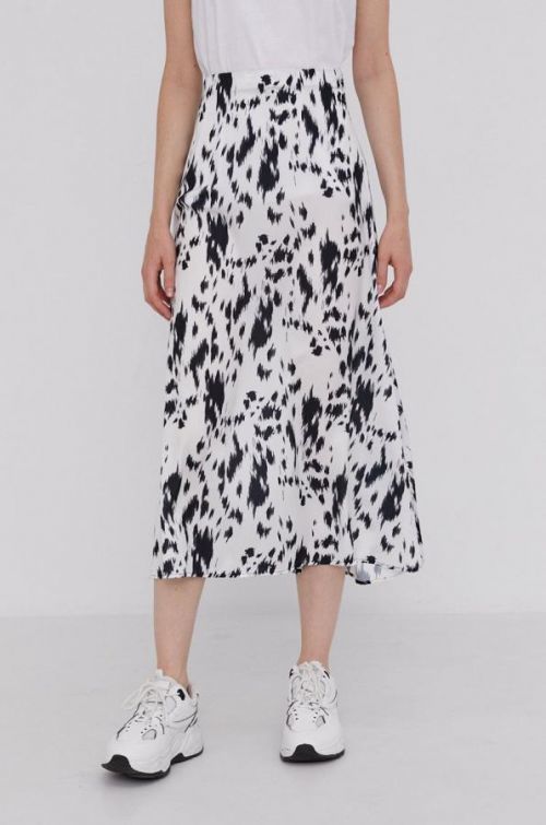 Sukňa Answear Lab biela farba, midi, áčkový strih