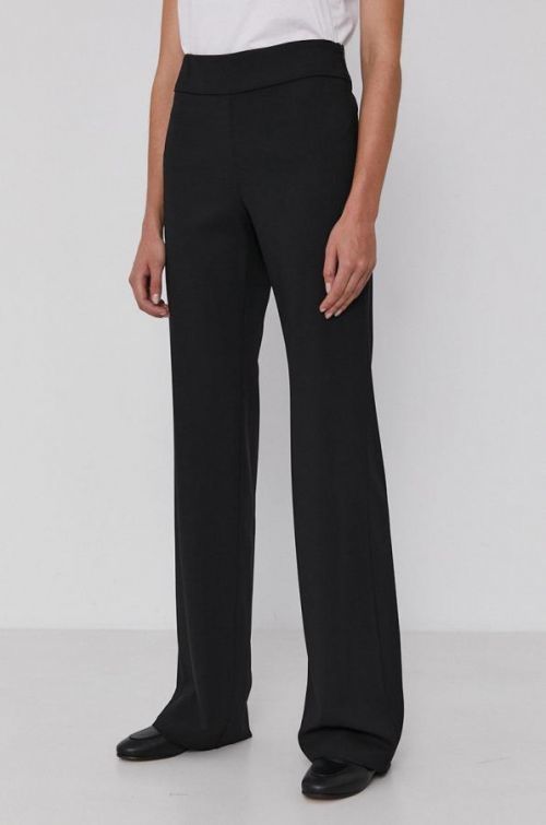 Nohavice Emporio Armani dámske, čierna farba, rovné, vysoký pás