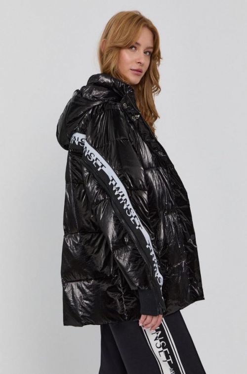 Bunda Twinset dámska, čierna farba, zimná