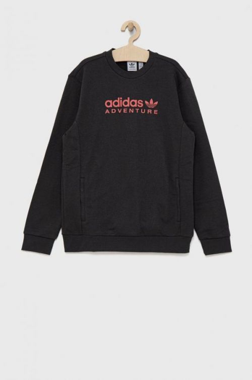 Detská mikina adidas Originals šedá farba, s potlačou