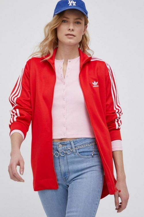 Mikina adidas Originals Adicolor dámska, červená farba, s nášivkou