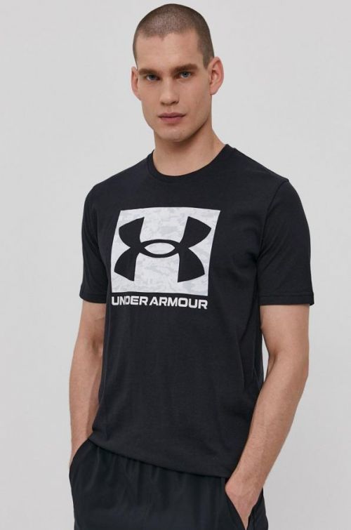 Tričko Under Armour pánske, čierna farba, s potlačou