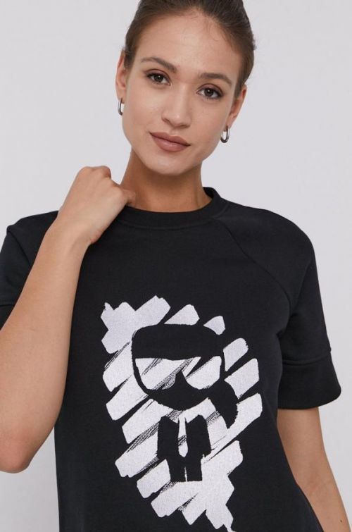 Mikina Karl Lagerfeld dámska, čierna farba, s nášivkou