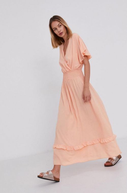 Šaty Answear Lab oranžová farba, midi, áčkový strih