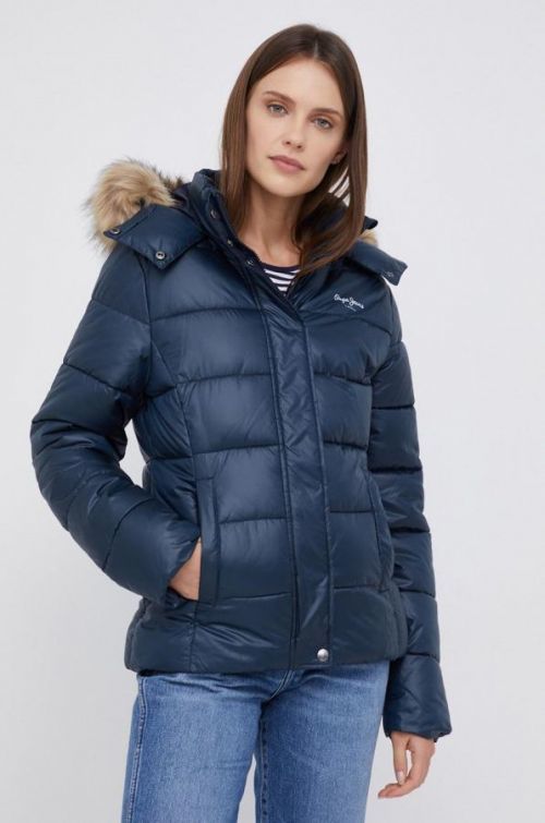 Bunda Pepe Jeans dámska, tmavomodrá farba, zimná