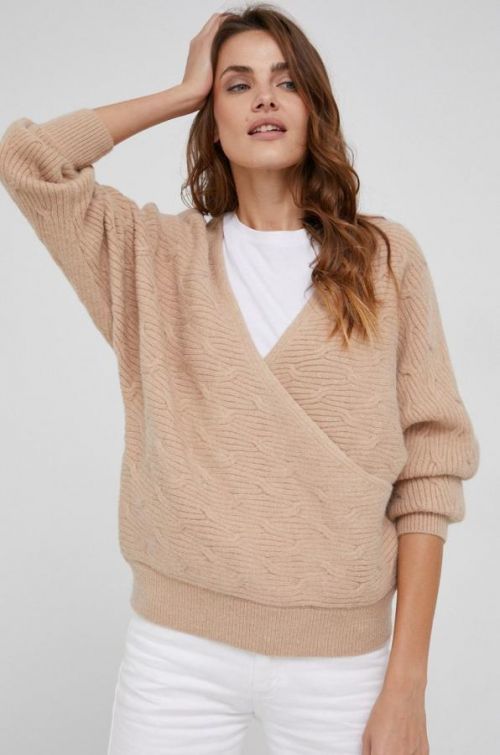 Sveter s prímesou vlny Answear Lab dámsky, béžová farba, teplý