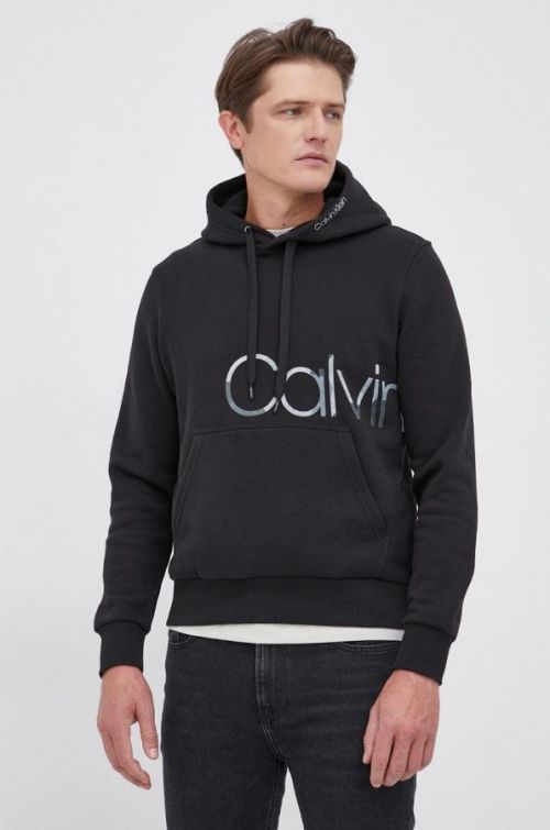 Mikina Calvin Klein pánska, čierna farba, s potlačou