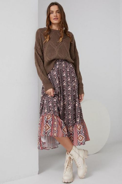 Sveter Answear Lab dámsky, hnedá farba, teplý