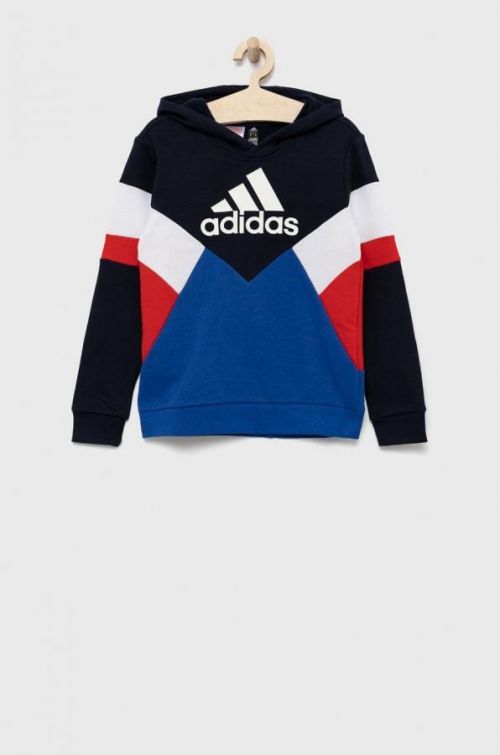 Detská mikina adidas Performance tmavomodrá farba, vzorovaná