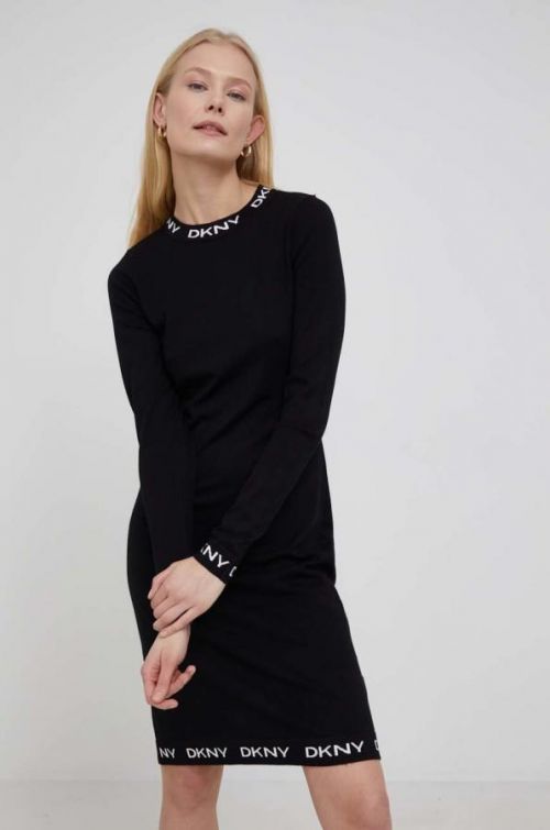 Šaty Dkny čierna farba, mini, priliehavá