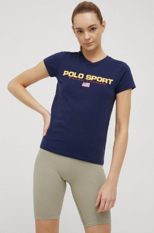 Bavlnené tričko Polo Ralph Lauren tmavomodrá farba,
