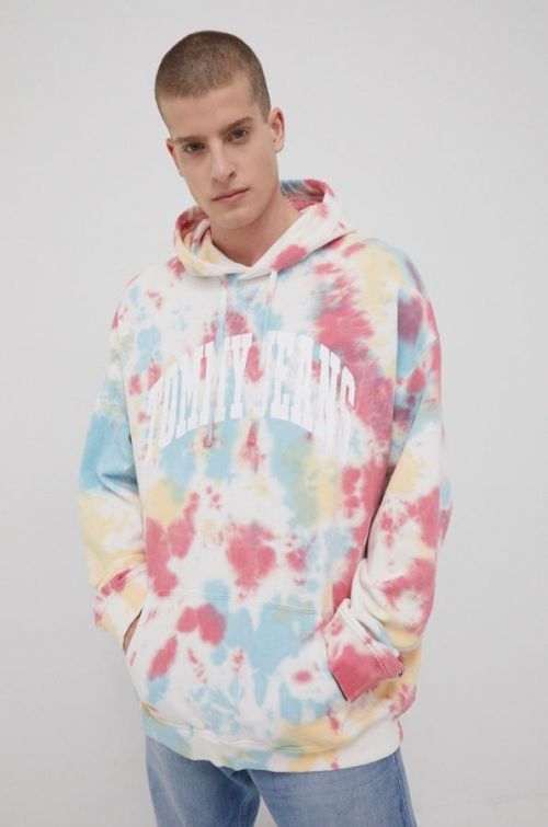 Bavlnená mikina Tommy Jeans pánska, , vzorovaná