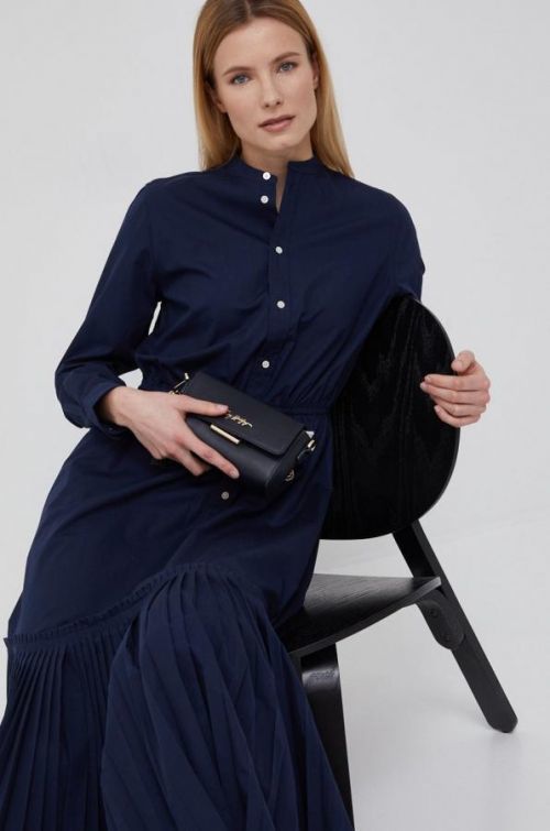 Šaty Polo Ralph Lauren tmavomodrá farba, maxi, áčkový strih