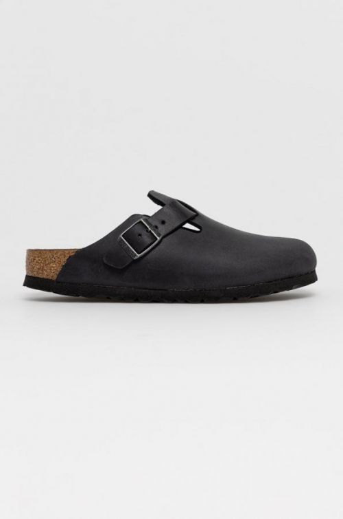 Kožené šľapky Birkenstock dámske, čierna farba