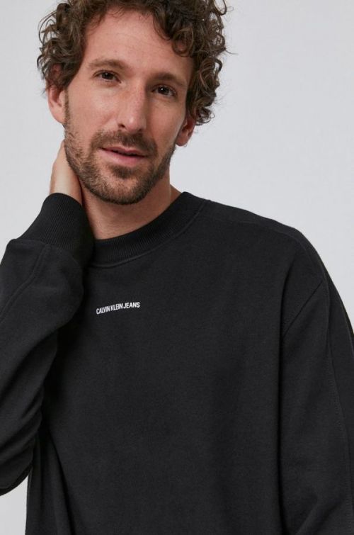 Bavlnená mikina Calvin Klein Jeans pánska, čierna farba, jednofarebná