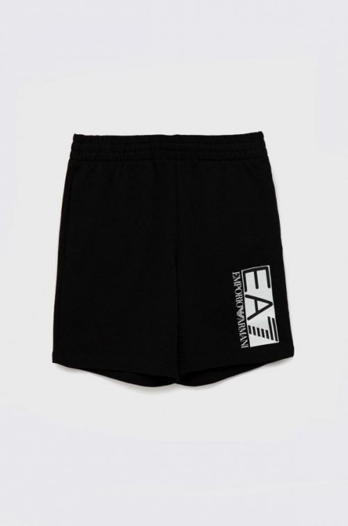 Detské bavlnené šortky EA7 Emporio Armani čierna farba,