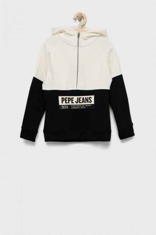 Detská bavlnená mikina Pepe Jeans biela farba, s potlačou