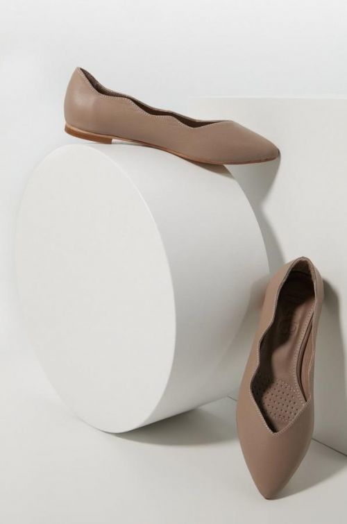 Kožené balerínky Answear Lab béžová farba,