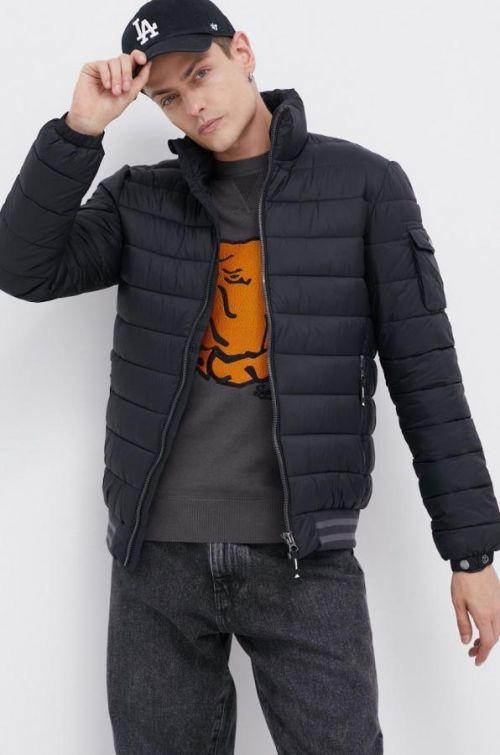 Bunda Superdry pánska, čierna farba, prechodná