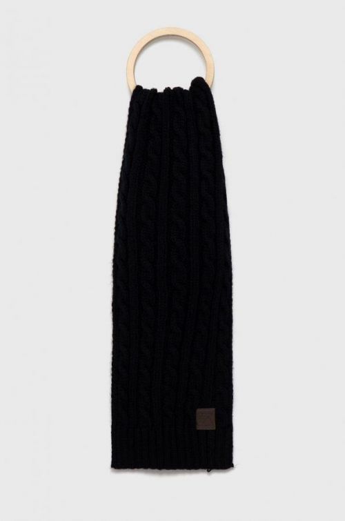 Šál s prímesou vlny Superdry tmavomodrá farba, jednofarebný