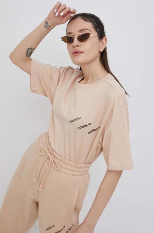 Tričko adidas Originals dámsky, béžová farba,