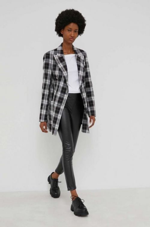 Sako Answear Lab čierna farba, dvojradová, vzorovaná