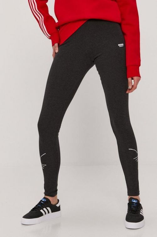 Legíny adidas Originals dámske, šedá farba, s potlačou