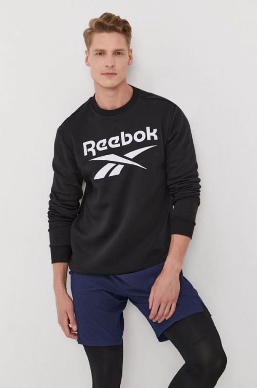 Mikina Reebok pánska, čierna farba, s potlačou
