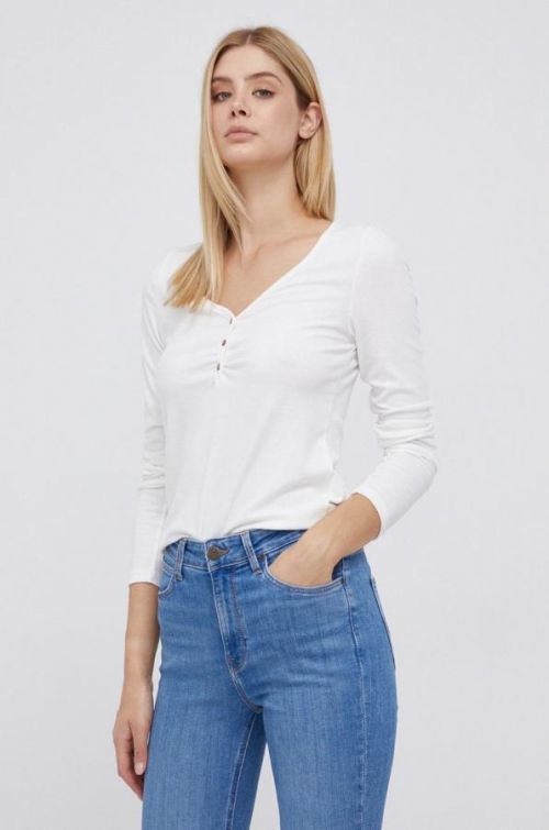 Tričko s dlhým rukávom Pepe Jeans dámske, biela farba