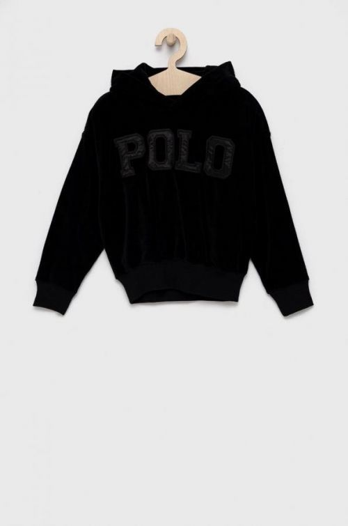Detská mikina Polo Ralph Lauren čierna farba, jednofarebná