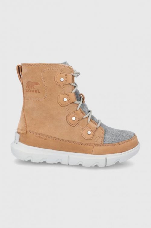 Kožené snehule Sorel Sorel Explorer II Joan Felt béžová farba