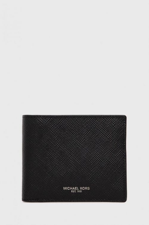 Kožená peňaženka Michael Kors pánsky, čierna farba