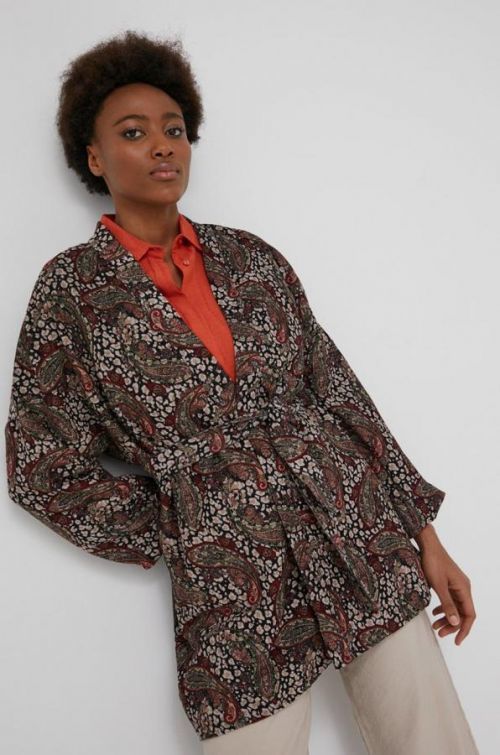 Sako Answear Lab čierna farba, bez zapínania, vzorovaná