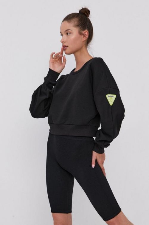 Mikina Reebok dámska, čierna farba, jednofarebná