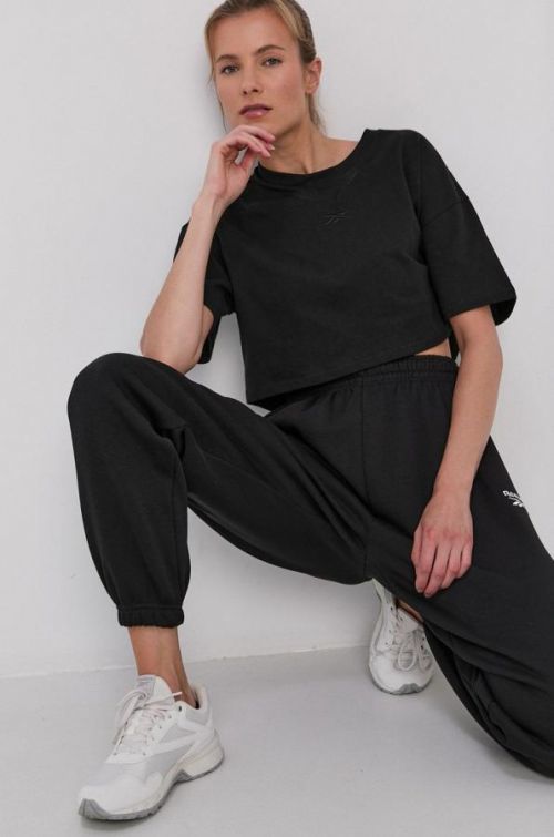 Bavlnené tričko Reebok čierna farba