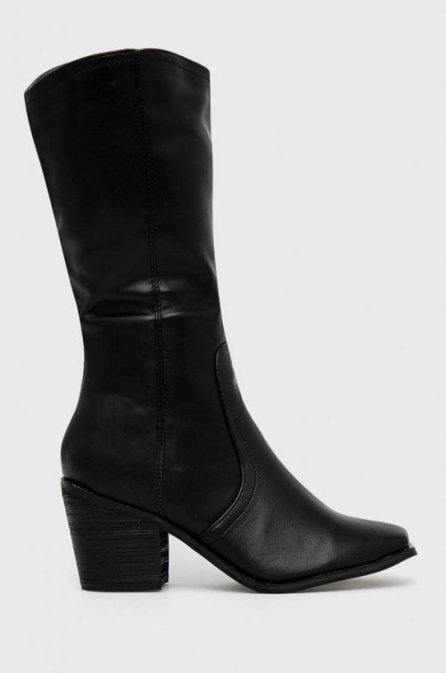 Kovbojské topánky Answear Lab dámske, čierna farba, na podpätku