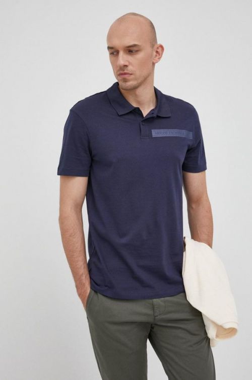 Bavlnené polo tričko Armani Exchange tmavomodrá farba, s potlačou