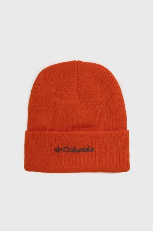 Detská čiapka Columbia oranžová farba biela, z hrubej pleteniny