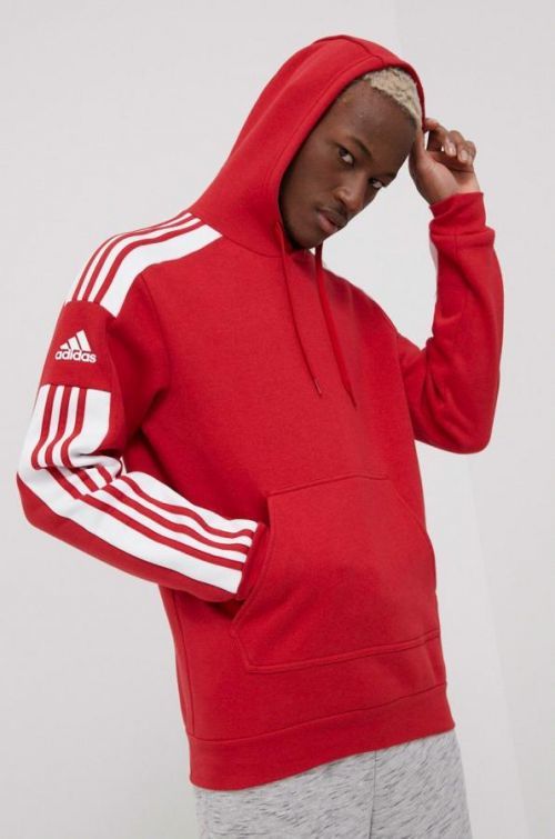 Mikina adidas Performance pánska, červená farba, s nášivkou