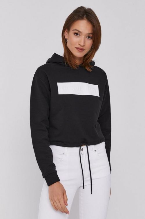 Mikina Calvin Klein Jeans dámska, čierna farba, s potlačou
