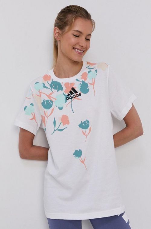 Bavlnené tričko adidas Performance biela farba