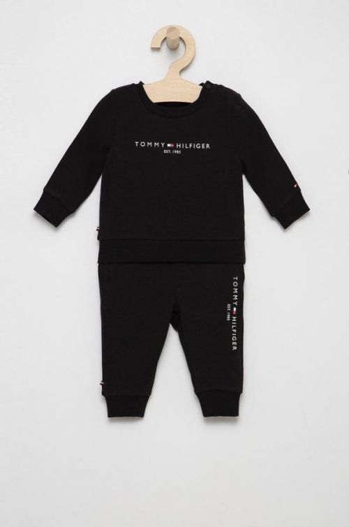 Detská tepláková súprava Tommy Hilfiger čierna farba